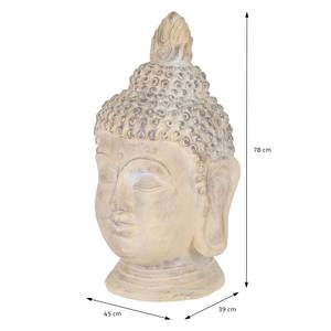 Buddha Kopf Figur 45x39x78 cm Beige/Grau Kunststoff - 39 x 78 x 45 cm