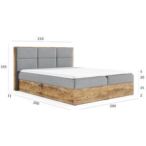 Boxspringbett REDOS Hellgrau - Breite: 211 cm