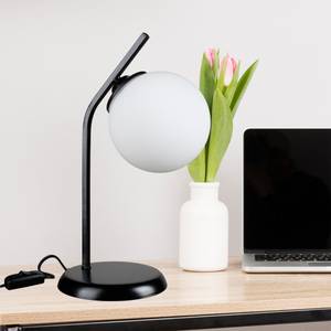 Lampe de bureau Grimsby E27 noir / blanc Blanc - Verre - 25 x 37 x 25 cm