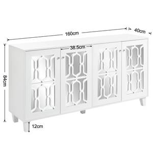 Buffet avec miroir EurynomⅡ Blanc - Bois manufacturé - Verre - Métal - 160 x 84 x 40 cm