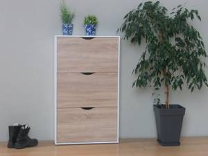 Schuhschrank Napoli Weiß - Holz teilmassiv - 70 x 139 x 24 cm