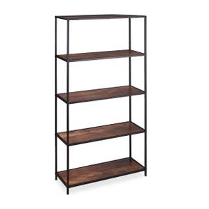 Bibliothèque vintage aspect bois Noir - Marron - Bois manufacturé - Métal - 77 x 150 x 33 cm