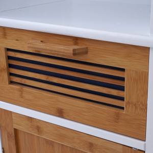 Hochschrank A85 Bambus Braun - Weiß - Bambus - Holzwerkstoff - 40 x 180 x 31 cm