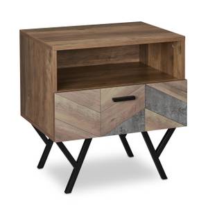 Table d'appoint au design industriel Noir - Marron - Bois manufacturé - Métal - 50 x 53 x 42 cm