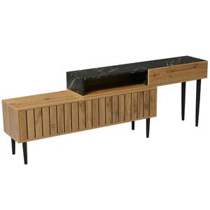 Sideboard Kommode Astraios Ⅲ Braun - Holzwerkstoff - Metall - 36 x 58 x 129 cm