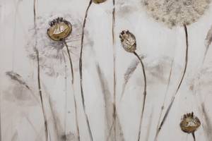 Acrylbild handgemalt Delicate Meadow Grau - Weiß - Massivholz - Textil - 75 x 100 x 4 cm