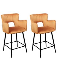 Tabouret de bar SANILAC Noir - Orange - Textile