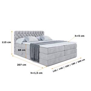 Boxspringbett BOXI8 KING Grau - Breite: 180 cm