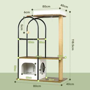 Kratzbaum D30-789V00RB Braun - Holzwerkstoff - 40 x 119 x 80 cm