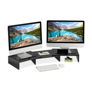 Monitorständer für 2 Monitore Schwarz - Holzwerkstoff - Kunststoff - 105 x 11 x 27 cm