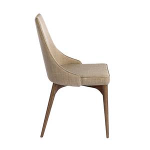 Chaise en tissu avec pieds en bois noyer Beige - Marron - Textile - 50 x 91 x 60 cm