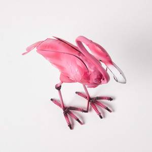 Gartenfigur Deko Flamingo mit Hakenhals Pink - Metall - 9 x 35 x 9 cm