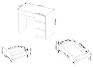 Bureau d'ordinateur A-7 droit CLP Imitation chêne de Sonoma - Blanc