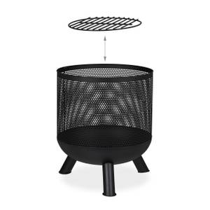 Feuerkorb im Mesh Design Schwarz - Metall - 44 x 53 x 44 cm