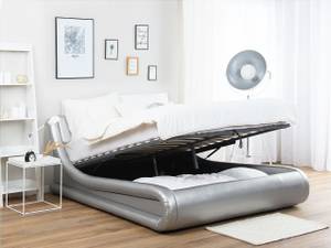 Doppelbett AVIGNON Silber - 205 x 85 x 221 cm - Kunstleder - Hochglanz