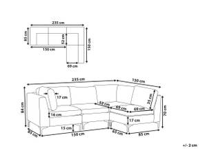 Ecksofa EVJA Pink - 235 x 150 cm - Armlehne davorstehend rechts - Ecke davorstehend links