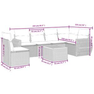 Gartensitzgruppe K6472(7-tlg) Grau - Massivholz - 69 x 62 x 62 cm