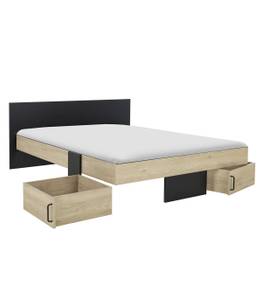 Lit avec Rangements 160x200 cm - Swive Beige - Bois manufacturé - 204 x 80 x 204 cm