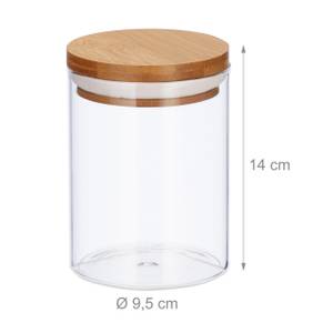 3er Set Vorratsdosen aus Glas 600 ml Braun - Bambus - Glas - Kunststoff - 10 x 14 x 10 cm