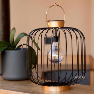 Lanterne solaire cage COCO Noir - Métal - 26 x 35 x 26 cm