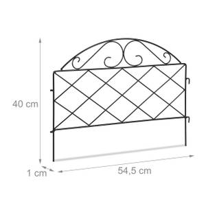 6-tlg. Beetzaun aus Metall Schwarz - Metall - 55 x 40 x 1 cm