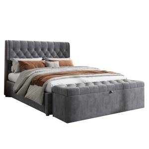 Polsterbett + Bettbank VELV Ⅱ (2er Set) Grau - Holzwerkstoff - Metall - Massivholz - Textil - 143 x 103 x 207 cm