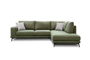 5-Sitzer Ecksofa, Mediolane Olivgrün - Ecke davorstehend rechts - Longchair davorstehend rechts