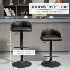 2 Barhocker höhenverstellbar 835-588 Braun - Metall - 50 x 96 x 48 cm