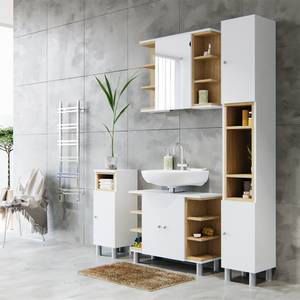 Armoire de toilette Aquis blanc/chêne Imitation chêne de Sonoma - Blanc