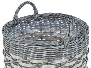 Outdoor Blumentopf GEFIRA 3-tlg Grau - Weiß - Polyrattan - 49 x 50 x 49 cm