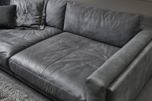 Big Sofa RAINA Anthrazit - Echtleder - Textil