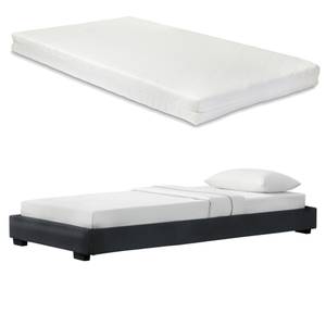 Lit Solingen Rembourré Matelas Noir - Profondeur : 90 cm