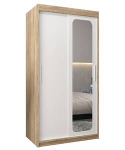 Armoire à portes coulissantes promo t2 Imitation chêne de Sonoma - Blanc - Largeur : 100 cm - 2 porte