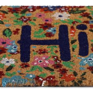 Tapis en coco avec écriture « Hi » Bleu - Marron - Rouge - Fibres naturelles - Matière plastique - 60 x 2 x 40 cm