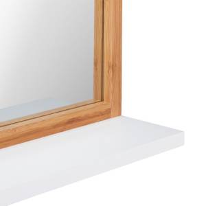 Wandspiegel mit Ablage in Weiß Braun - Silber - Bambus - Holzwerkstoff - Glas - 38 x 55 x 12 cm