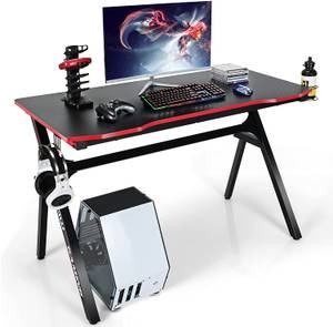 120x60cm Gaming Schreibtisch Schwarz - Metall - 60 x 76 x 120 cm