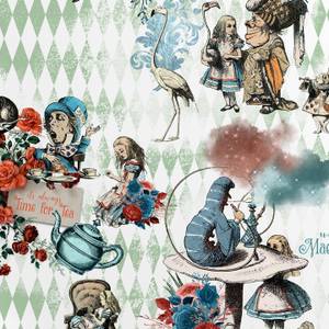 Papier Peint Alice Vert - Papier - 200 x 250 x 1 cm