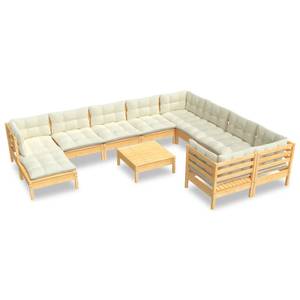 Garten-Lounge-Set Weiß - Massivholz - 64 x 29 x 64 cm