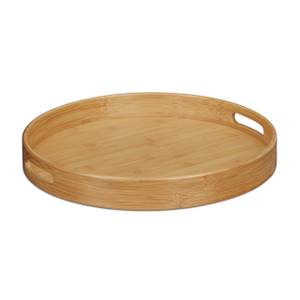 Plateau de service rond en bambou Marron - Bambou - 39 x 5 x 39 cm