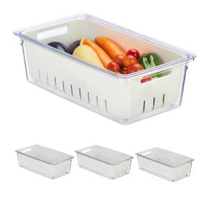 Organiseur de frigo en lot de 4 Blanc - Matière plastique - 32 x 10 x 18 cm