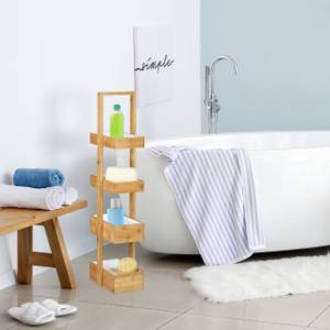 Étagère de salle de bain bambou 4 étages Marron - Blanc - Bambou - Bois manufacturé - 26 x 89 x 19 cm