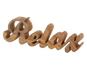 Schriftzug Relax Holzfigur Deko Holz Braun - Massivholz - 28 x 9 x 3 cm