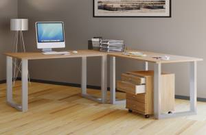 Schreibtisch Lona Braun - Silber - Holzwerkstoff - 160 x 76 x 80 cm