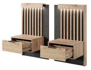 Doppelbett mit 2 Nachtkonsolen TALLY Braun - Holzwerkstoff - 263 x 104 x 210 cm