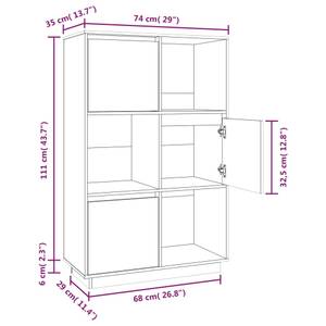 Highboard DE7204 Grau - Massivholz - 35 x 117 x 74 cm