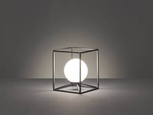 Nachttischlampe Industrial Schwarz Weiß Schwarz - Weiß - Glas - Metall - 15 x 18 x 15 cm