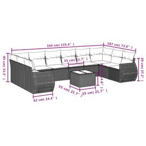 Gartensitzgruppe K841(1-tlg) Schwarz - Massivholz - 34 x 53 x 55 cm