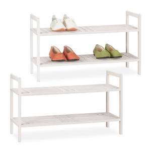 Étagère chaussures blanche empilable x2 Blanc - Bois manufacturé - 69 x 41 x 27 cm