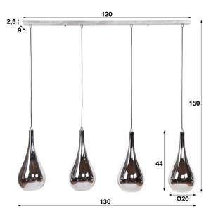 Pendelleuchte Silver Drop 4L Silber - Glas - 20 x 150 x 130 cm