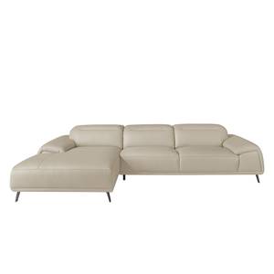 Chaise longue en cuir de vachette taupe Gris - Cuir véritable - Textile - 316 x 102 x 176 cm